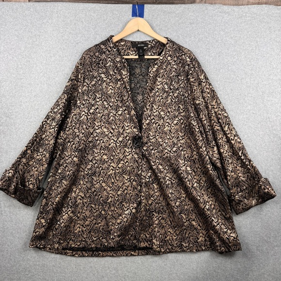 Ali Miles Jackets & Blazers - Ali Miles Jacket Womens 2X Gold Black Metallic Lace Button Front Boho‎ Artsy